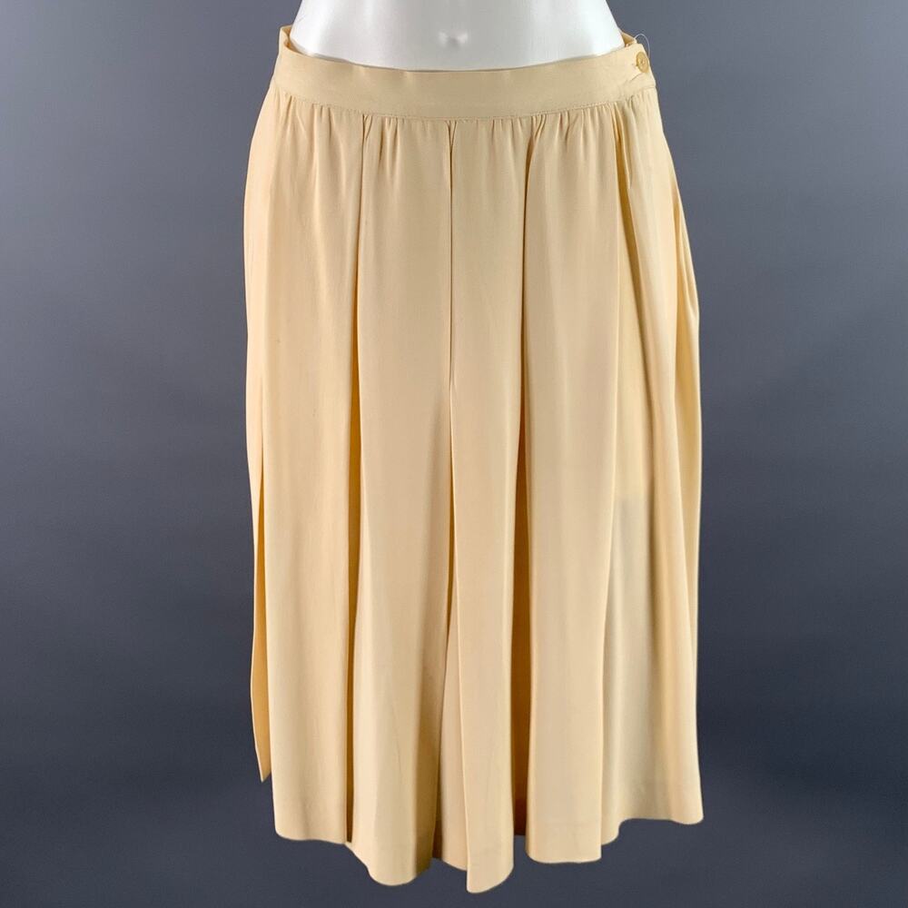 EMPORIO ARMANI Size M Cream Viscose Blend Pleated Skirt